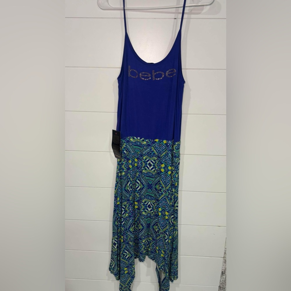 NWT- Y2K Bebe Vibrant Blue and Green Maxi Dress - Picture 4 of 10